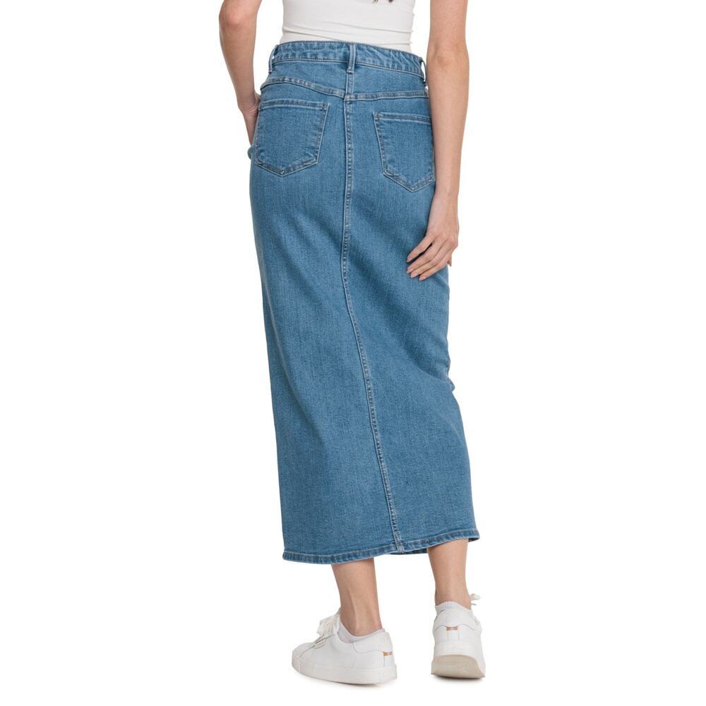NWT OAT NEW YORK Women's Five Pocket Style Front Slit Denim Maxi Skirt - Picture 3 of 5